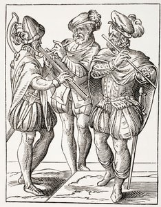German musicians playing variations of the flute, from 